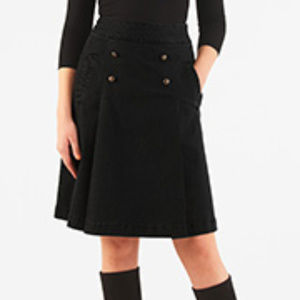 Black Denim Button Pleat Skirt (Eshakti)